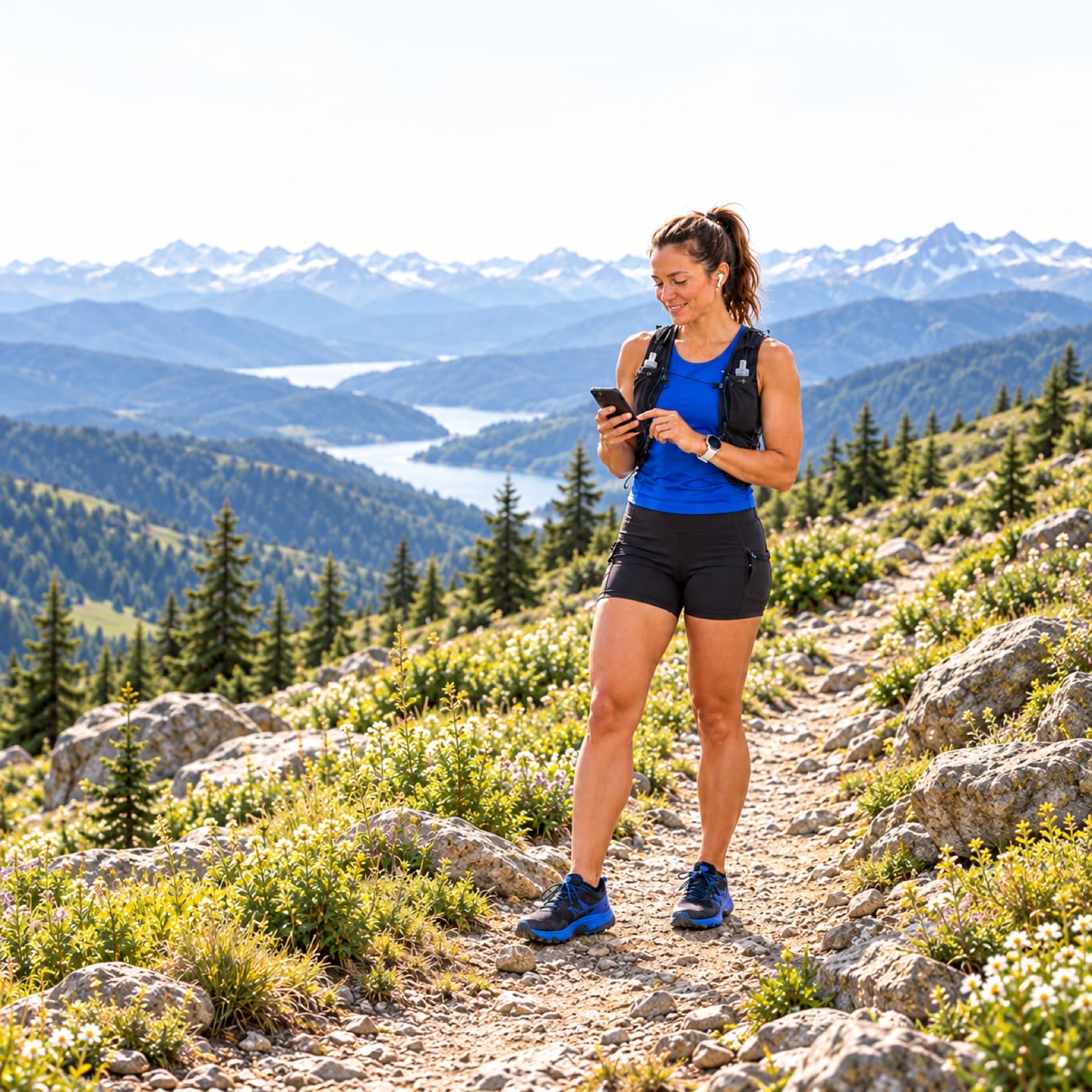 A woman on a mountain trail